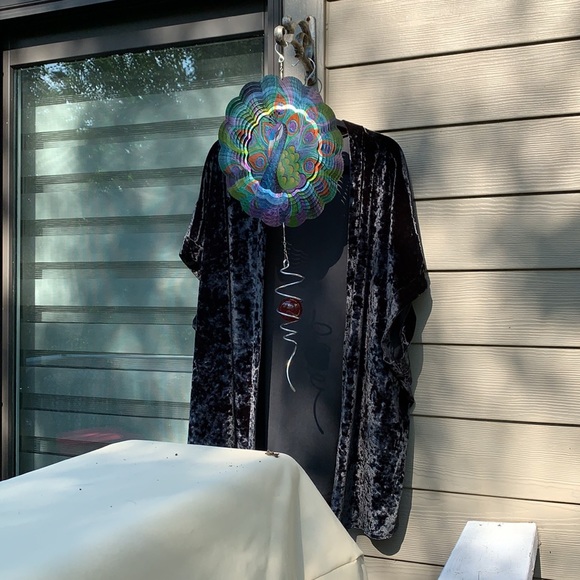 Dark Green Short Sleeve Velvet Feel Kimono Size M/L - Picture 8 of 10